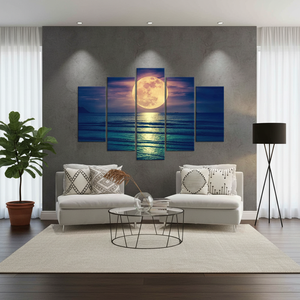 Enchanted Night <b>Printed</b> <b>Canvas</b>: Serene Coastal <b>Landscape</b> Artwork,SET OF 5 MIX <b>CANVAS</b> - Product Image 3