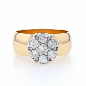 Unisex Floral Engagement Ring 14k Round Jade with 18K Yellow Gold <b>Cluster</b> Moissanite Diamond Fashion Jewelry - Product Image 1