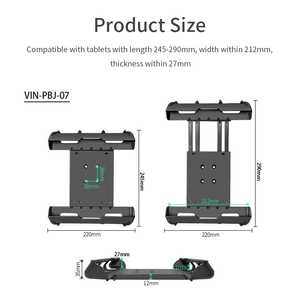 VINmounts 14 Inch Industrial <b>Tablet</b> <b>Holder</b> with Clamp Mount 360 Degree Adjustable Quick Release Pipe Mount for 26x50mm Rails - Product Image 2