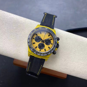 Montre homme automatique mécanique multifonctionnelle de luxe, chronographe étanche avec cadran en fibre de carbone et bracelet en nylon - Product Image 1