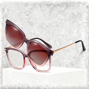 スクエアメタルTR90女性用磁気メガネクリップ付き2インチ1アンチブルーライト光学読み取り偏光釣りUV400スプリングヒンジ - Product Image 1