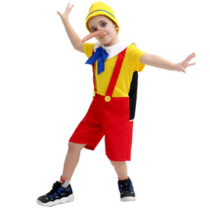 Marionnette pour enfants pour <span class=keywords><strong>Pinocchio</strong></span> Costume Halloween Cosplay Bébé Garçon Occasion 3 Pcs/Set Chapeau + Salopette + Long Nez Stage Show Party - Product Image 4