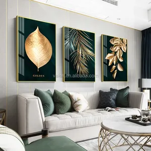 Абстрактная декоративная настенная живопись с изображением золотых листьев из хрустального фарфора для домашнего декора отеля