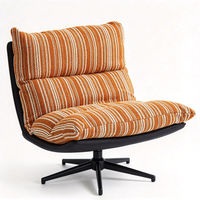 Fauteuil pivotant de salon en gros d'usine avec siège rembourré rayé personnalisé OEM pour mobilier de salon