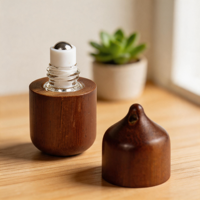 Bouteille à bille en verre avec bouchon en bois pour diffusion d'arômes, stockage d'huiles essentielles, décorative, élégante, pour la maison, le bureau, les voyages