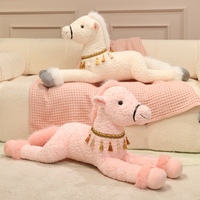 En gros, Grande peluche poney moelleuse et mignonne avec collier à pompon, pour canapé, lit et coussin de repos
