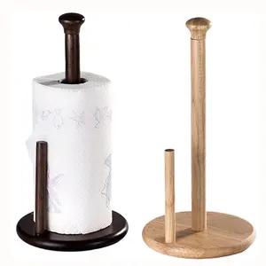 Hot selling high quality free standing rubber wood restaurant kitchen stand towel paper holder