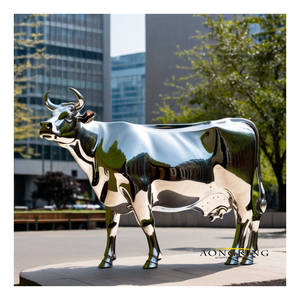 Superficie de espejo de tamaño real, metal, acero inoxidable, especies en peligro de extinción, escultura de jardín de Tigre, estatua de Arte de animales - Product Image 2