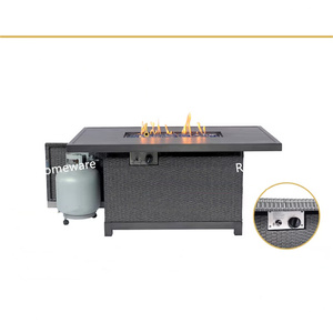 Siyah açık hasır veranda masası ile propan gaz ateş çukuru rüzgar Guard Lava kayalar kapak - Product Image 4