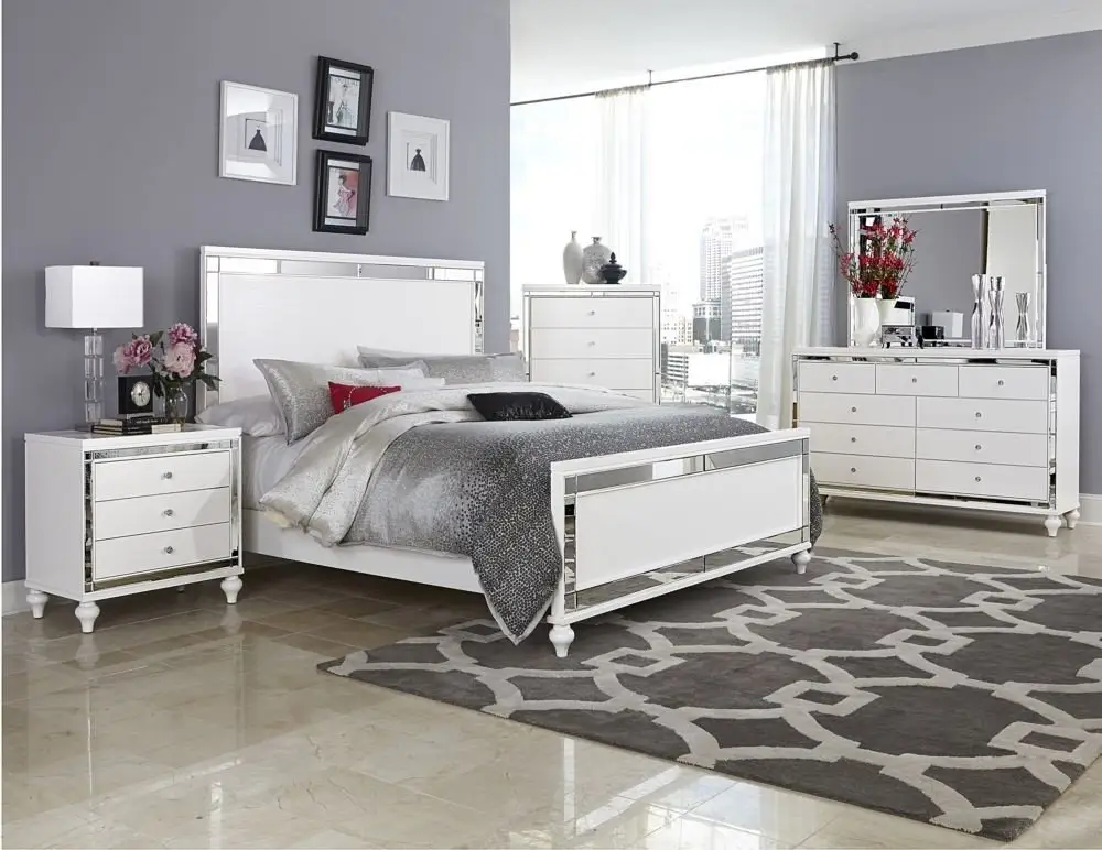 latest simple design bedside cupboard hotel bedroom furniture luxury modern mirror bedroom set