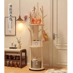 Multi-layer rotating coat <b>rack</b>, floor-standing, solid wood, suitable for bedrooms, living rooms, entryways, and bedside hanging - Product Image 2
