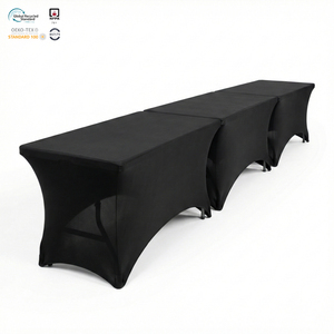 Housse de table extensible en spandex noir de 6 pieds, résistante à la chaleur et imperméable, pour tables de traiteur - Product Image 1