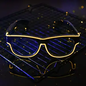 Kacamata LED menyala Bar bercahaya untuk dewasa dengan satu warna dapat diisi ulang gaya futuristik kacamata Pesta Cyberpunk