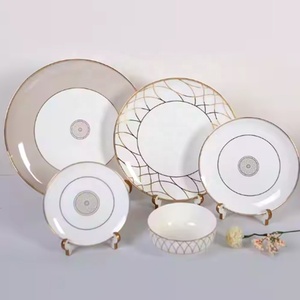 Golden Line Ceramics Round Luxury Expensive Plates Fine Bone China Gold Proclain From Shanxi China <b>Dinnerware</b> Sets - Product Image 3