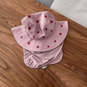 قبعة شمس سريعة الجفاف للحماية من الشمس، قبعات صيفية للشاطئ واللعب، قبعة دلو للأطفال مع تطريز حيوانات وغطاء للرقبة - Product Image 4