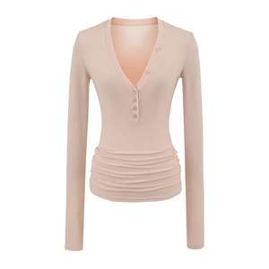 Blusa Casual Elástica de Franela para Mujer, Corte Entallado, Cuello Camisero, Estampado a Cuadros, Manga Larga, Cintura Fruncida, Botones al Frente, 100% Algodón - Product Image 6