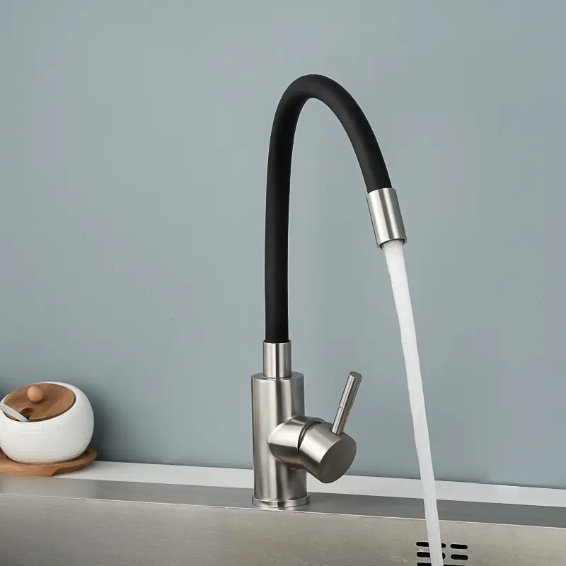 Stainless Steel Mixer Black Flexible Swivel Taps