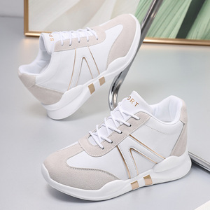 Xuanhui En gros Baskets décontractées à lacets pour femmes, en daim blanc et gris, avec plateforme compensée discrète de 7 cm, pour la marche - Product Image 6