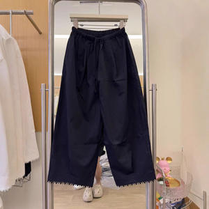 Women's XL Size Summer Casual Trousers Loose-Legged <strong>Harem</strong> <strong>Pants</strong> Elastic Mid Lace Solid Color Wide-Leg Fit for Wrinkled Girls - Product Image 4