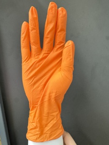 8 Mil Industrielle Schwarz-Orange Nitrilhandschuhe für Garagenarbeiten und Autoreparaturen – Mechaniker-Diamant-Arbeitshandschuhe mit individuellem Design - Product Image 6