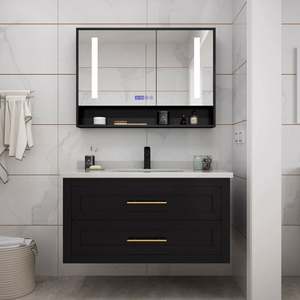 Mueble de Baño Moderno de Diseño Clásico, Montado en la Pared, con Lavabo de Cerámica Resistente al Agua, Cajones de Melamina con Cierre Suave, Tamaño Personalizable - Product Image 6