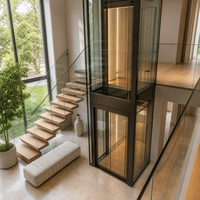 Ascenseur panoramique compact en verre pour maison, élévateur résidentiel moderne pour maison familiale, design intérieur lumineux, ascenseur intérieur pour maison