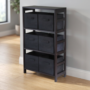 Capri mensola 3 sezioni M 6 cestini in tessuto nero pieghevoli inclusi - Product Image 3
