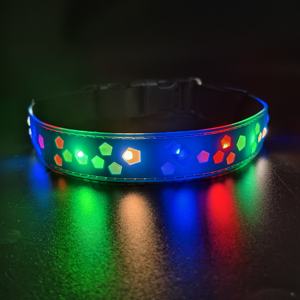 USB Rechargeable LED Luminous Pet <b>Collar</b> RGB Color Solid Pattern Ribbons High-Visibility Adjustable Glow LED Night Safety - Product Image 6