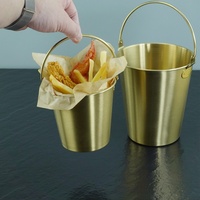Seau à Popcorn Créatif, Mini Seau à Glace Commercial, Petit Seau en Métal pour Frites, Poulet Frit, Snacks, Acier Inoxydable 304