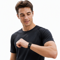 Bracelet intelligent avec bracelet en nylon noir, boîtier en plastique, suivi du sommeil, fréquence cardiaque, montre de fitness avec étanchéité à 50 m pour adultes