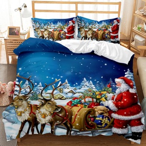 Set di Biancheria da Letto in Poliestere Stampato con Pigmenti Floreali Natalizi, Stile Europeo-Americano, 200TC, Copripiumino e Lenzuolo - Product Image 4