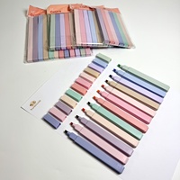 Ensemble de 6 surligneurs miniatures portables, couleurs pastel kawaii, pointe carrée, sans bavure, logo personnalisé pour l'école et le bureau