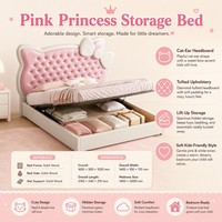 Lit de rangement pour filles princesse avec plateforme relevable à vérin à gaz pour chambre d'enfant - Vente en gros de meubles
