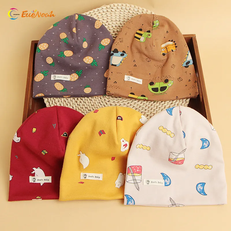 baby cotton cute children hat warm double cartoon printed pullover baby hats wholesale