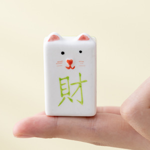 Ornement en céramique créatif et pratique en forme de chat de dessin animé, motif Mahjong, chat porte-bonheur mignon pour la décoration de bureau et de table – Offre spéciale - Product Image 4