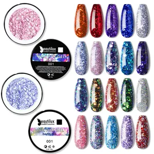 Beautilux Individuell Dazzling Nagellack Holographische Pailletten Nägel Kunstdesign UV LED Glanz Glitter Bling Gel-Lack