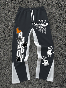 Pantalones de chándal acampanados con elementos de Halloween para <span class=keywords><strong>hombre</strong></span>, pantalones de chándal largos informales de estilo hip-pop Vintage personalizados para <span class=keywords><strong>hombre</strong></span> - Product Image 2