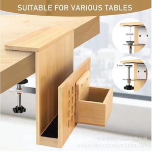 Wooden Desk Side <b>Storage</b> Rack Adjustable <b>File</b> Organizer For Office Stationery Holders - Product Image 2