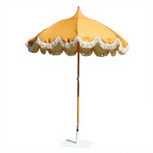 Sombrilla de Playa de <span class=keywords><strong>Madera</strong></span> con <span class=keywords><strong>Poste</strong></span> Central, <span class=keywords><strong>8</strong></span> Varillas, Apertura Manual, Protección Solar con Tela de Poliéster - Product Image 6