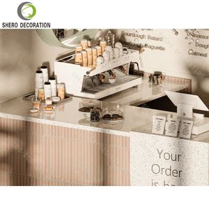 Comptoir de bar de luxe, design multi-niveaux, vitrine à desserts en verre, meuble de boulangerie durable pour présentation en boulangerie - Product Image 5