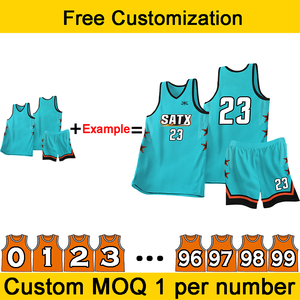 定制标志图案和数字透气团队比赛篮球服套装高弹性篮球服 - Product Image 3