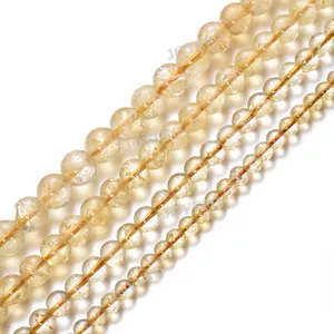 Yiwu Fast Ship 4-12mm Citrine Loose Beads For Handcraft Good Quality Loose semi precious stone beads
