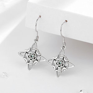 Pendientes Colgantes Changda <span class=keywords><strong>de</strong></span> Plata <span class=keywords><strong>de</strong></span> Ley 925 con Nudo Celta Irlandés, Nudo <span class=keywords><strong>de</strong></span> la Madreperla, Triquetra, Magia Wicca y Nudo <span class=keywords><strong>de</strong></span> <span class=keywords><strong>Brujas</strong></span> para Halloween - Product Image 5