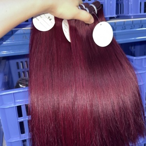 Cabello Indio 100% Natural Sin Procesar, Ondulado, Cabello Humano Indio Natural en Paquetes, Rubio 613, Liso y con Ondas Suaves, Color Rojo - Product Image 1