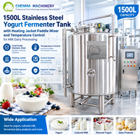 Cuve de Fermentation de Yaourt en Acier Inoxydable 1500L avec Chemise Chauffante, Mélangeur à Palettes et Contrôle de Température pour le Traitement du Lait et des Produits Laitiers