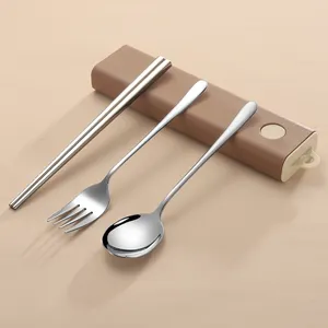 Luxury Wedding Gift Modern Portable Stainless Steel Flatware Set Fork Spoon Chopsticks Camping Travel Cutlery Set With Case