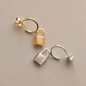 Boucles d'oreilles asymétriques cœur et <span class=keywords><strong>clé</strong></span> en argent sterling 925 plaqué or 18 carats, forme cœur pêche, pour femmes, directement de l'usine SPJ - Product Image 4