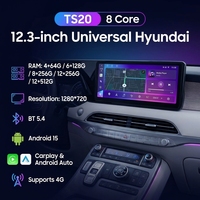 Reproductor de DVD para Auto Android de 12.3 Pulgadas, Radio para Auto, Pantalla para Auto, Navegación, Sistema Multimedia Carplay para Hyundai Universal