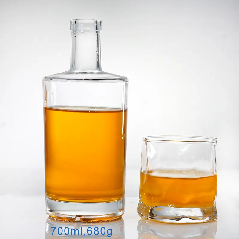 Tùy Chỉnh Trong Suốt Rỗng Thủy Tinh Rượu Rượu Whisky Vodka Tequila Chai 200Ml 375Ml 500Ml 750Ml 1000Ml