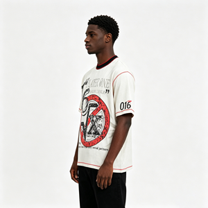 T-shirt Homme Personnalisé OEM Effet Vieilli Délavé à l'Acide Streetwear Impression Sérigraphique Coupe Oversize Boxy Courte - Product Image 3